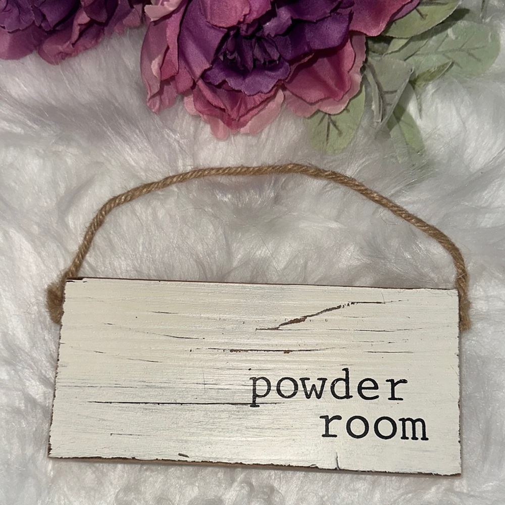 Mud Pie Rustic White Powder Room Sign Farmhouse Chic‎